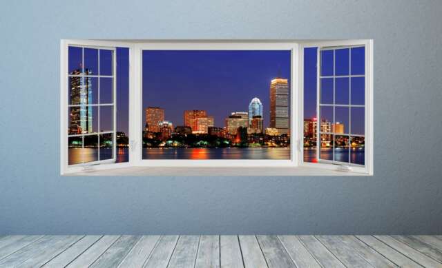 Cityscapes, Skyline Wall Murals, Boston Mural Decals, City Decal, Art, Art, Skyline, Charles River, Vinyl - image 1
