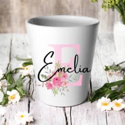 Personalised Pink Name & Initial Plant Pot/Succulent Cactus Flower Custom Design Floral Birthday New Home Gift Her - thumbnail 2