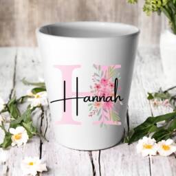 Personalised Pink Name & Initial Plant Pot/Succulent Cactus Flower Custom Design Floral Birthday New Home Gift Her - thumbnail 3