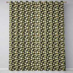 White Buttercup Flowers Dark Green Botanical Seamless Pattern Elegant Readymade Eyelet Ring Top Thermal 100% Blackout Curtains - thumbnail 2