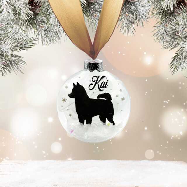 Husky, Akita Dog Personalised Ornament - Custom Glass Christmas Bauble - image 1