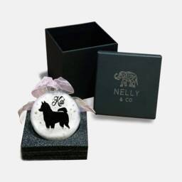 Husky, Akita Dog Personalised Ornament - Custom Glass Christmas Bauble - thumbnail 2