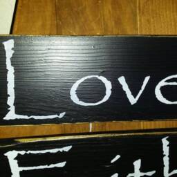 Primitive Wood Sign Love Hope Faith Distressed Pallet Reclaimed Rustic Decor Star Wall Hanging - thumbnail 2