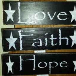 Primitive Wood Sign Love Hope Faith Distressed Pallet Reclaimed Rustic Decor Star Wall Hanging - thumbnail 4