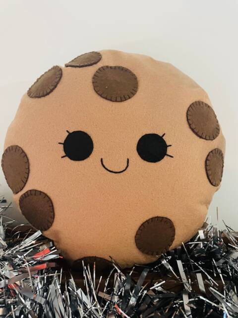 Happy Chocolate Chip Cookie Plush Kawaii Felt Food Pillow - image 1