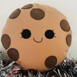 Happy Chocolate Chip Cookie Plush Kawaii Felt Food Pillow - thumbnail 3