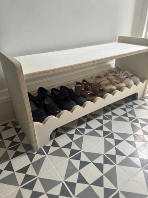 Montessori Scalloped Children's Toy Bench Or Shoe Rack - image 1