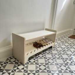 Montessori Scalloped Children's Toy Bench Or Shoe Rack - thumbnail 4