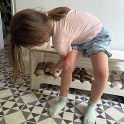 Montessori Scalloped Children's Toy Bench Or Shoe Rack - thumbnail 2