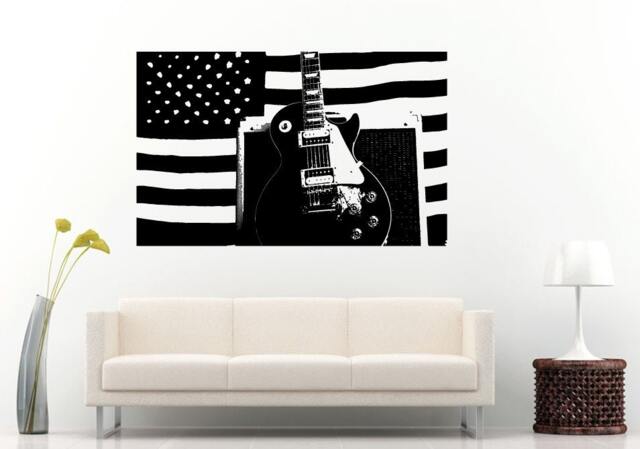 Acoustical Guitar Amplifier Bass Speaker American Country Flag Music Musical Wall Decal Vinyl Sticker Mural Room Decor L1137 - image 1