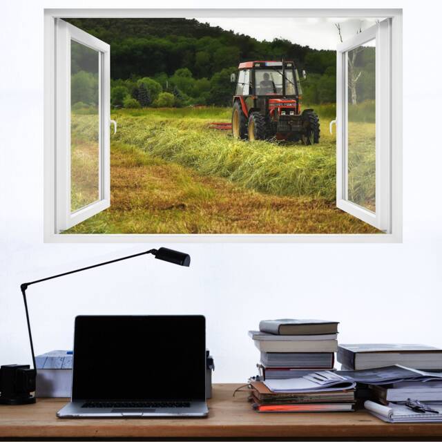 Countryside Fields Red Tractor Wall Sticker Decal Mural Poster Decor 162 - image 1