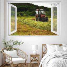 Countryside Fields Red Tractor Wall Sticker Decal Mural Poster Decor 162 - thumbnail 2
