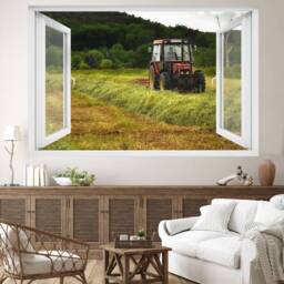 Countryside Fields Red Tractor Wall Sticker Decal Mural Poster Decor 162 - thumbnail 3