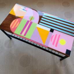 Handmade Colorful Epoxy Resin Coffee Table, Two-Tier Metal Shelf - thumbnail 4