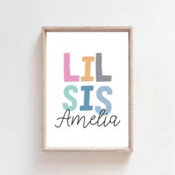 Set Of 2 Sister Prints, Big Sis Lil Sis, Girls Wall Art, Shared Bedroom, Siblings Posters, Twins - thumbnail 3