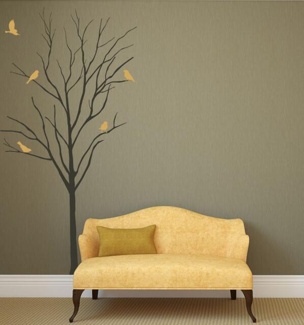 Baby Room Designs Realistic Winter Tree With Birds Stick On Wall Art Sticker Decals By Decalisland -Winter Decal Sd 052 - image 1