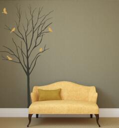 Baby Room Designs Realistic Winter Tree With Birds Stick On Wall Art Sticker Decals By Decalisland -Winter Decal Sd 052 - thumbnail 1