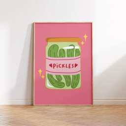 Pickles Print Poster, Living Room Wall Print, Bedroom Decor, Typography Art Dopamine Bar Kitchen Portrait - thumbnail 1