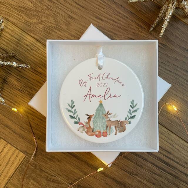 Personalised Baby's First Christmas Bauble - Ornament Baby Xmas Tree Decoration Keepsake - image 1