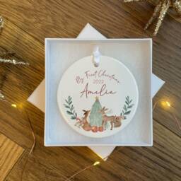 Personalised Baby's First Christmas Bauble - Ornament Baby Xmas Tree Decoration Keepsake - thumbnail 1