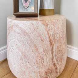 Organic Tripod Side Table - Natural Stone Effect End Living Room Accent Furniture - thumbnail 3