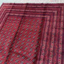 6x9 Large Bukhara Afghan Wool Carpet - Artisan Handwoven Red & Beige Motif Traditional Oriental Rug For Lounge, Dining Space Or Entryway - thumbnail 3