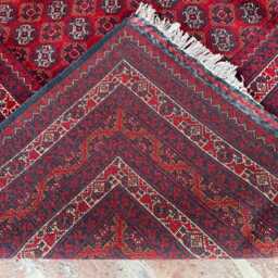 6x9 Large Bukhara Afghan Wool Carpet - Artisan Handwoven Red & Beige Motif Traditional Oriental Rug For Lounge, Dining Space Or Entryway - thumbnail 4