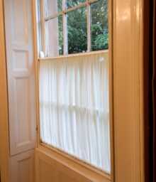 100% Cotton Sheer Caf?? Curtain, Top & Bottom Rod Pocket, Max Length 130cm