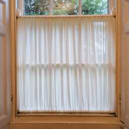 100% Cotton Sheer Caf?? Curtain, Top & Bottom Rod Pocket, Max Length 130cm - thumbnail 2