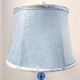Blue Murano & Silver Stack Lamp With Silk Drum Shade. Very Retro-Modern - thumbnail 3