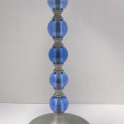 Blue Murano & Silver Stack Lamp With Silk Drum Shade. Very Retro-Modern - thumbnail 2