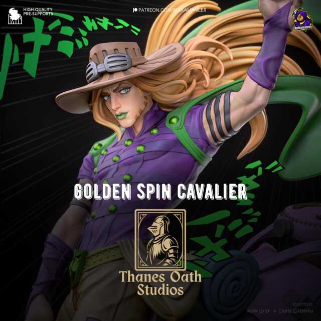 Golden Spin Cavalier - Anime Western Rider Cowboy Knight Gyro Resin Figure 16K - image 1