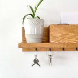 Entryway Organiser - Wall-Mounted Key Holder & Mail Shelf, Modern Hallway Storage, Handmade Home Decor - thumbnail 3