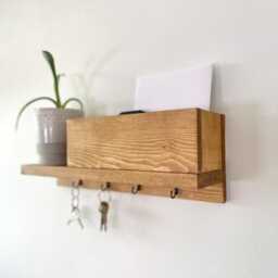 Entryway Organiser - Wall-Mounted Key Holder & Mail Shelf, Modern Hallway Storage, Handmade Home Decor - thumbnail 2
