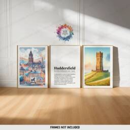 Huddersfield Poster Prints - Set Of 3 Posters - England Travel Wall Art UK Home Decor Artwork Gifts Watercolour Painting Design Print - thumbnail 2