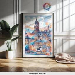 Huddersfield Poster Prints - Set Of 3 Posters - England Travel Wall Art UK Home Decor Artwork Gifts Watercolour Painting Design Print - thumbnail 3