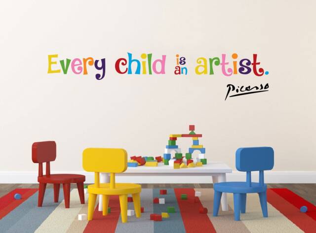 Every Child Is An Artist Wall Decal, Picasso, Vinyl - Multiple Colors, Sizes & Quantities Available - image 1