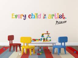 Every Child Is An Artist Wall Decal, Picasso, Vinyl - Multiple Colors, Sizes & Quantities Available - thumbnail 1