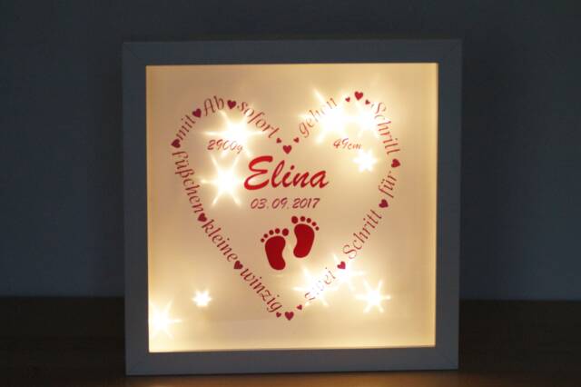 Illuminated Picture Frame Personalized - Birth, Baptism, Gift - image 1