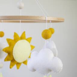 Handmade Felt Baby Mobile Suns & Clouds Nursery Decor - thumbnail 4