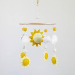 Handmade Felt Baby Mobile Suns & Clouds Nursery Decor - thumbnail 3