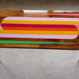 Epoxy Resin Side Table Rainbow Abstract Art, Modern Eclectic Design - thumbnail 4