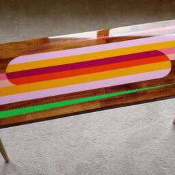 Epoxy Resin Side Table Rainbow Abstract Art, Modern Eclectic Design - thumbnail 3