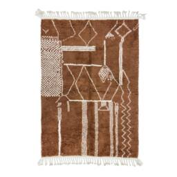 Amazing Beniourain Rug, Moroccan Wool Rug, Brown Abstract Handmade Handwoven Area Bohemian Plain Rug - thumbnail 4