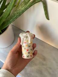 Christmas Decoration Handmade Ceramic Candle Holder With Colorful Ribbons