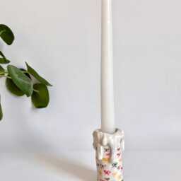 Christmas Decoration Handmade Ceramic Candle Holder With Colorful Ribbons - thumbnail 2