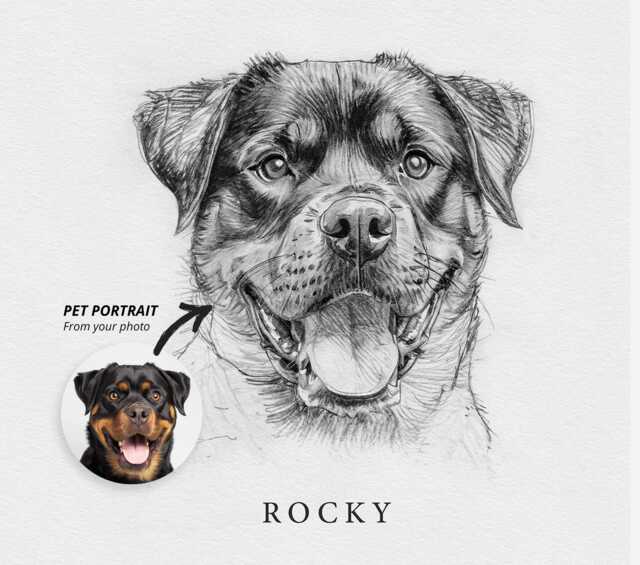 Custom Pencil Dog Portrait, Personalised Pet Art From Photo, Sketch Drawing Style, Illustration Memorial, Framed Portrait - image 1