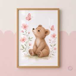 Pink Woodland Nursery Prints - Girls Personalised Print Set Of 3, Wildflower Bedroom Wall Art - thumbnail 3