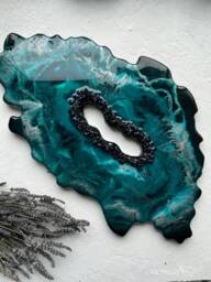 Geode Wall Picture, Wall Painting, Wall, Ocean Silver Geode, Abstract Painting - Geode Resin Art, Art - thumbnail 1