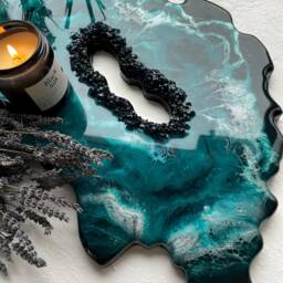 Geode Wall Picture, Wall Painting, Wall, Ocean Silver Geode, Abstract Painting - Geode Resin Art, Art - thumbnail 2